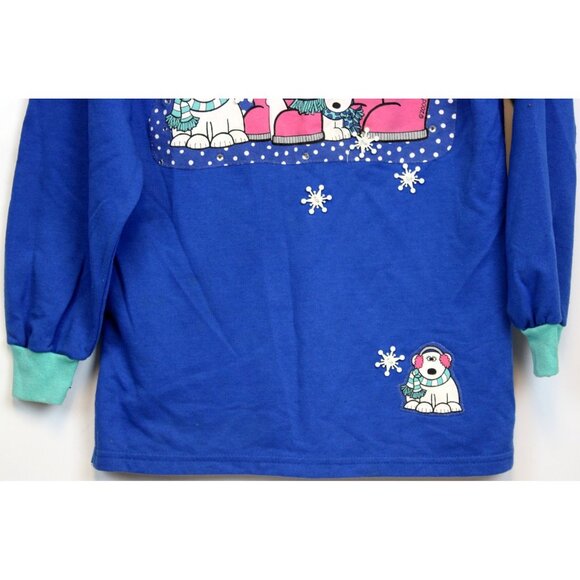 Vtg Zoodles 2pc Sweatshirt Leggings Polar Bear Snowflakes Stripes sz 14 Winter - Picture 5 of 13